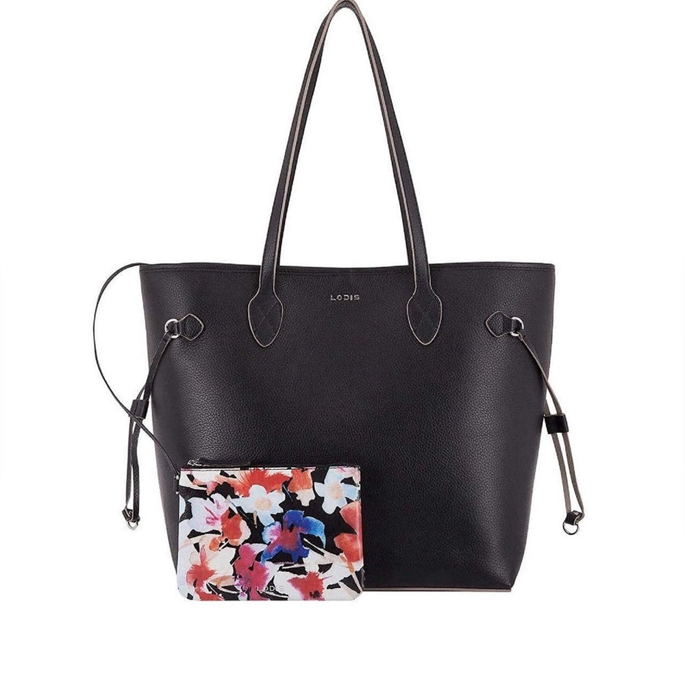 Lodis Bliss Leather Tote with Wristlet, Black